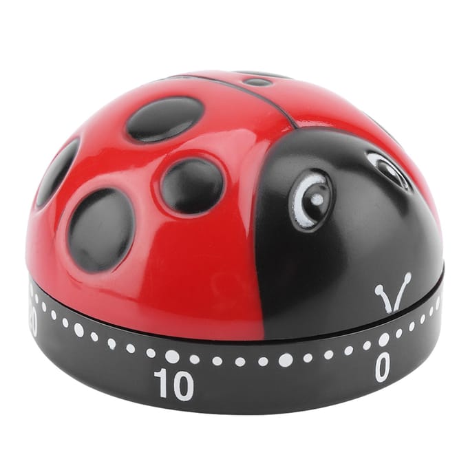 Lieveheersbeestje Keukentimer 60 Minuten Timer Mechanische Opwindtimer Keuken Kookwekker wit