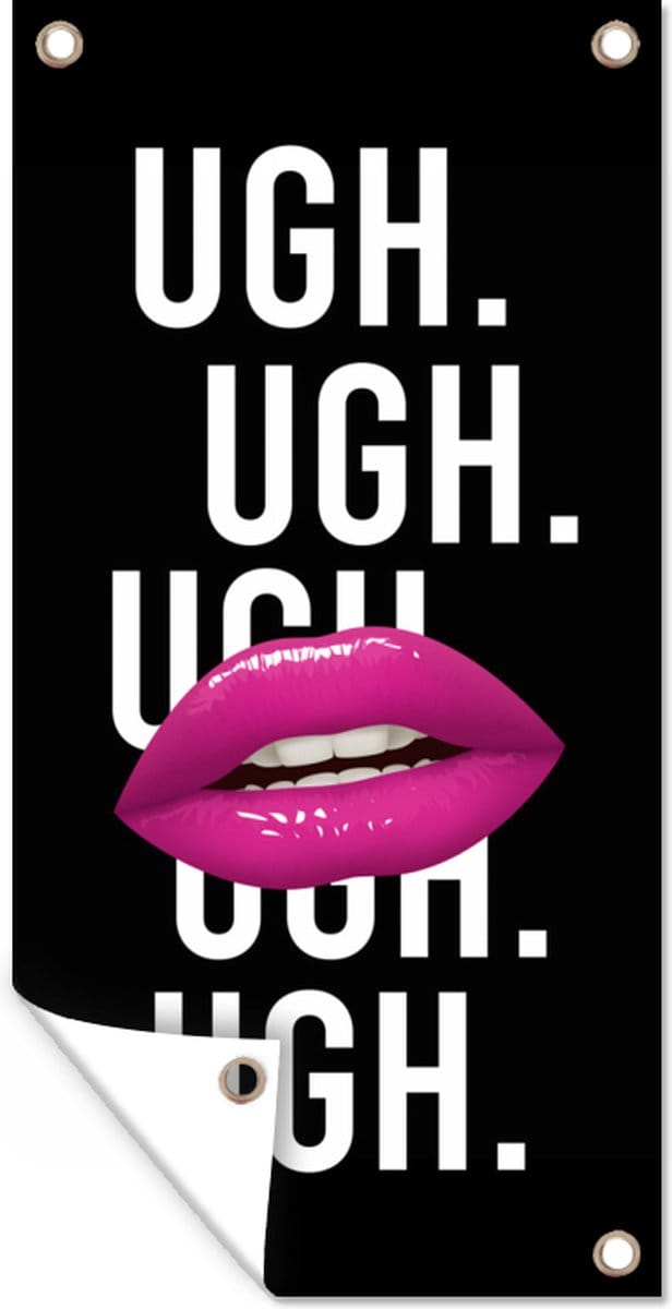 Schuttingposter Kids - Quotes - Tanden - Ugh. Ugh. Ugh. Ugh - 100x200 cm - Tuindoek