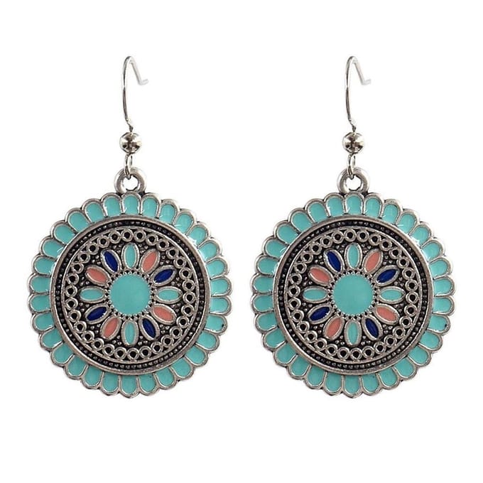 Fako Bijoux® - Oorbellen - Bohemian - Cirkel Retro - Groen
