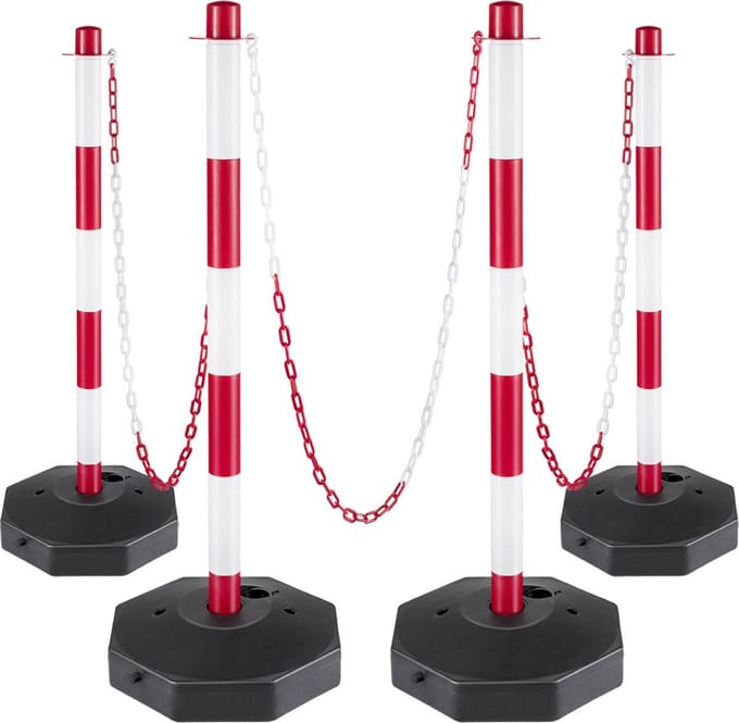 Bolt Edge Afzetpaal - 4 stuks - Rood-wit - Veiligheidspalen - 84 cm - ABS