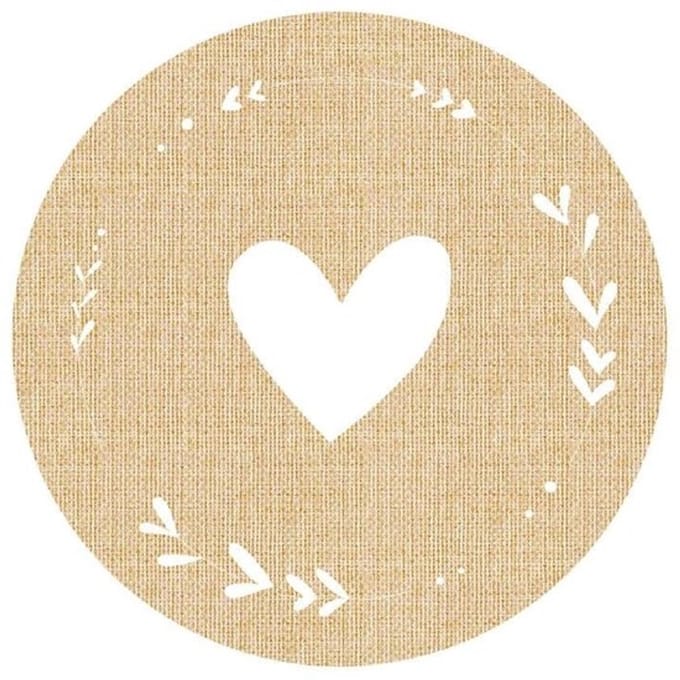 Store_7 - Ronde Cadeaustickers - Zelfklevend - Jute Look - Bruin