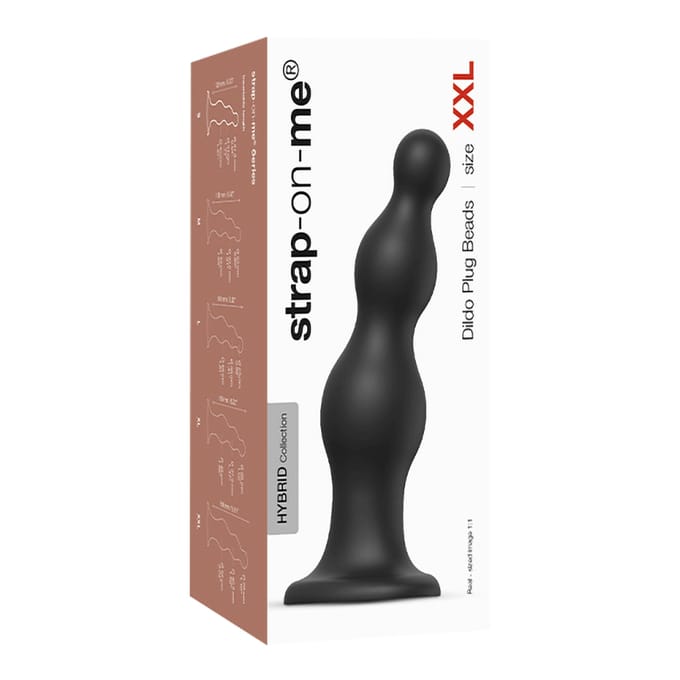 Strap-On-Me - Dildo Plug Beads - Zwart - Maat 2XL