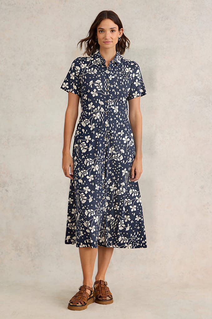 White Stuff Rua Jersey Shirt Dre Navy Printed Größe: 6 REGULAR | Blusenkleider Outlet | Damen | Blau
