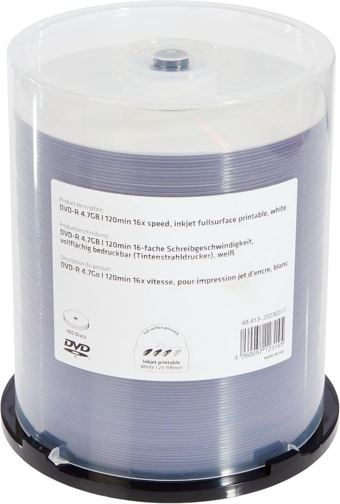 DVD+R 4,7 GB - Bedrukbare Schijven, 16x Snelheid, 100 Stuks