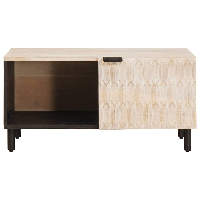 vidaXL - Salontafel - Wit - 80 - x - 50 - x - 40 - cm - Massief - Mango - Hout