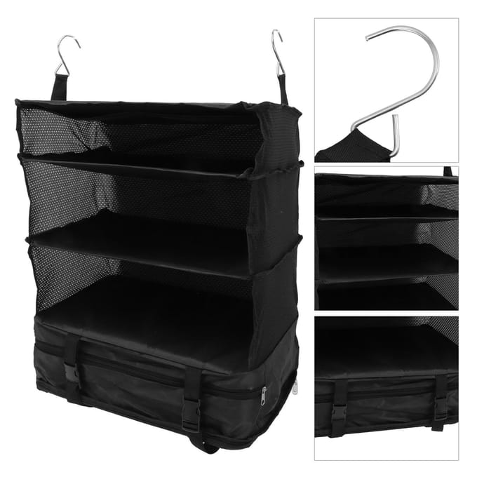 Hangende 3-laags reisplanken tas draagbaar multifunctioneel grote capaciteit hangende pakblokken black