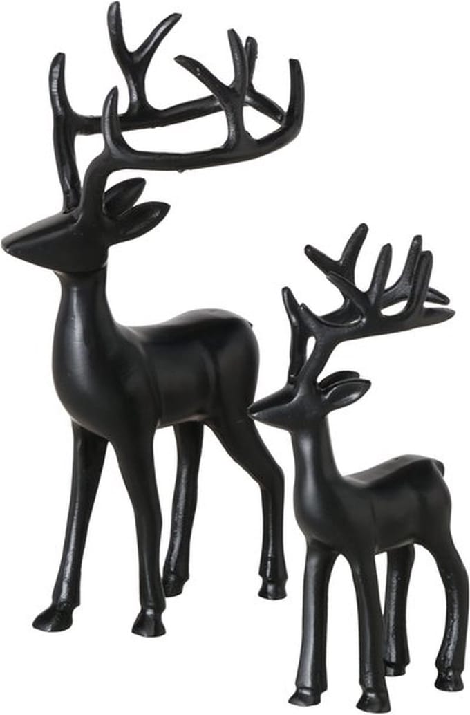 Rendier zwart Thielo , set van 2 stuks in aluminium. Boltze