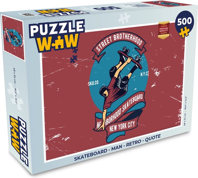 Puzzel Skateboard - Man - Retro - Quote - Legpuzzel - Puzzel 500 stukjes