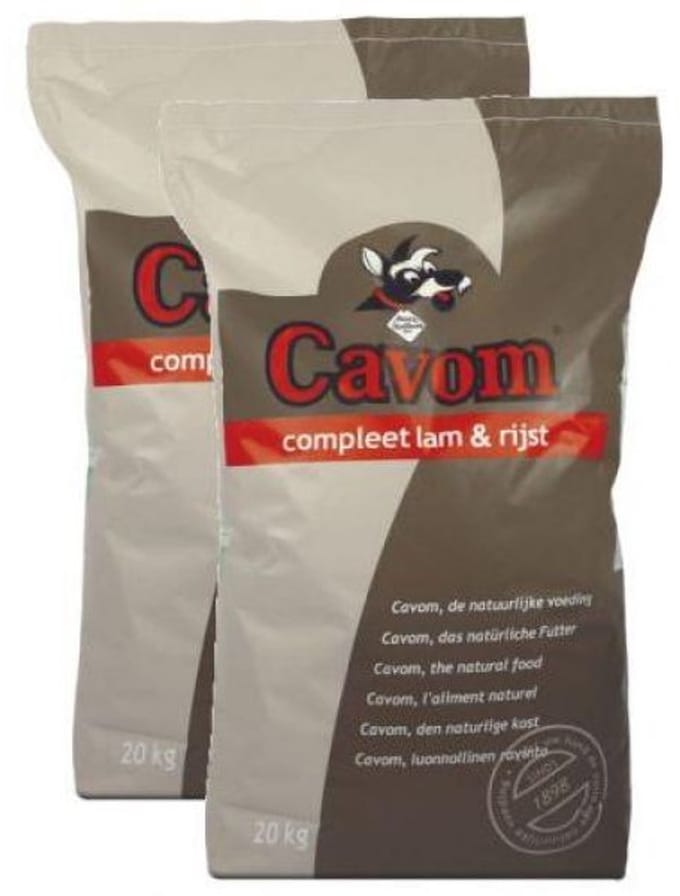 2x20 kg Cavom compleet lam/rijst hondenvoer