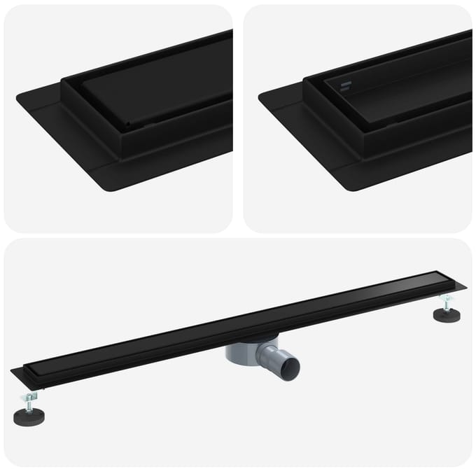 vidaXL - Doucheafvoer - 2-in-1 - met - 360° - Sifon - Zwart - 100 - cm