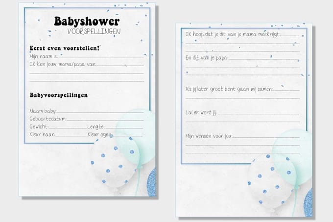 20x leuke babyshower invulkaarten (A5 formaat) babyshower 8