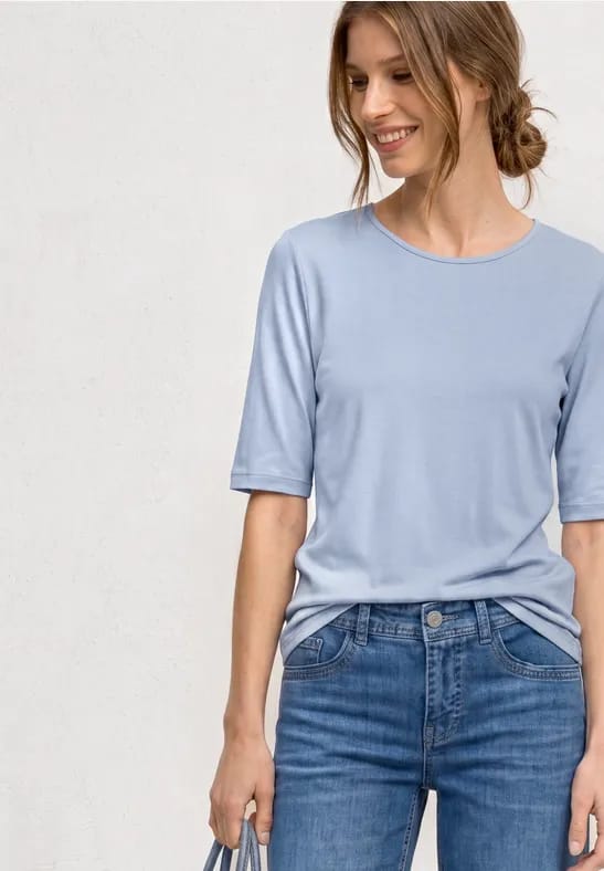 Basic Shirt met ronde hals in Unifarbe