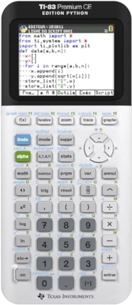 SnelShoppen - Grafische rekenmachine TI-83 Premium CE Edition met Python, Statistieken, Matrixberekeningen, Lichtgewicht en Dun, Grijs, Voor Lycée en