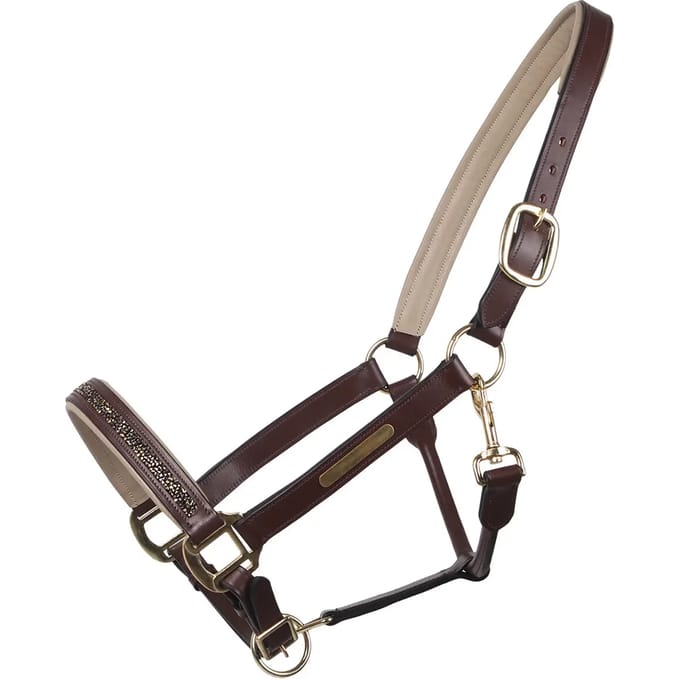 Qhp Halster Lupine Leer Middenbruin-beige - middel