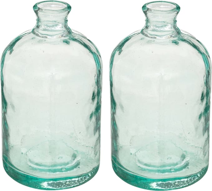Atmosphera bloemenvaas - 2x - Colmar - Apotheker Fles model - glas - H32 x D18 cm