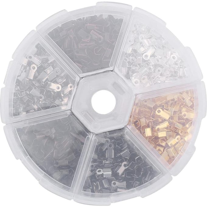 1200 Pièces/Boîte Fabrication de Bijoux Accessoire Embouts de Cordon à Sertir pour Cordon de Collier Bracelet white