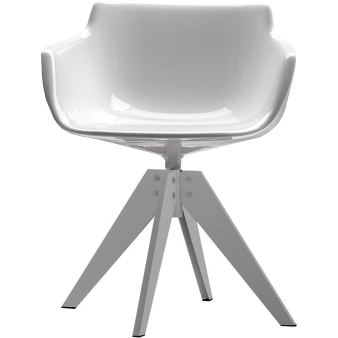 MDF Italia - Flow Slim armleundraaistoel VN stalen frame - wit