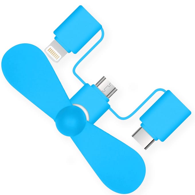 imoshion 3-in-1 smartphone ventilator geschikt voor Lightning, USB-C & Micro-USB - Blauw