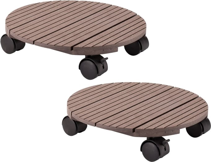 Form Plastic Plantenpot Trolley - 2x - Composiet - Bruin - Rond - 30 x 30 cm - Max 80 Kilo