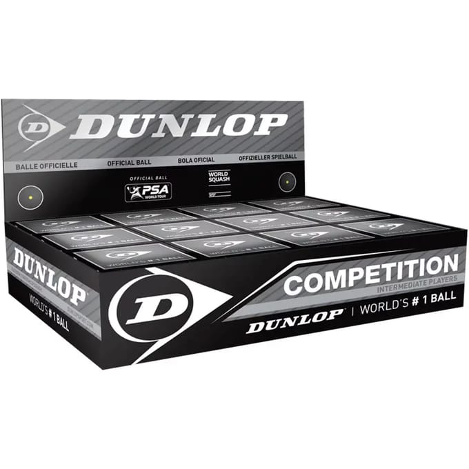Dunlop Competition Squashballen gele stip - Zwart - 12 stuks