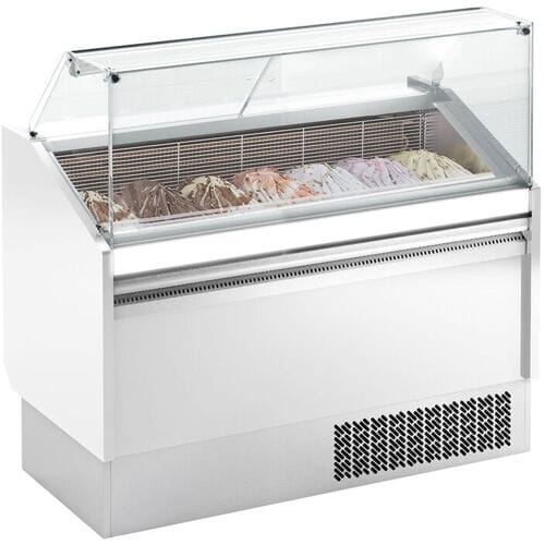 GGM Gastro Eistheke LEVI - 1310mm - Statisch - für 7+7x 5 Liter Eisbehälter - Weiß Wit