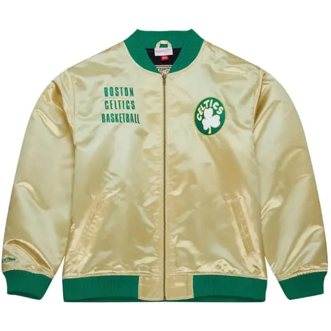 Bomberjack voor heren Nba Team Og 2.0 lichtgewicht satijnen jack Vintage logo Boscel goud