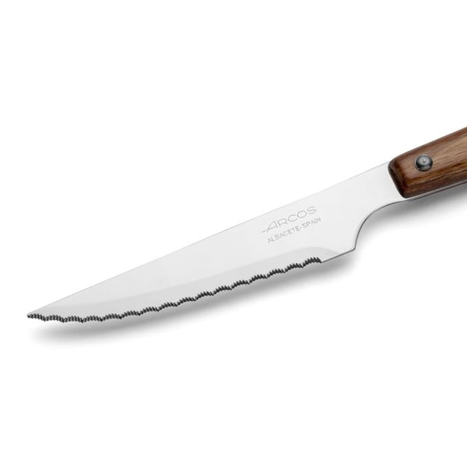 Couteau à Steak avec lame crantée - Manche effet bois