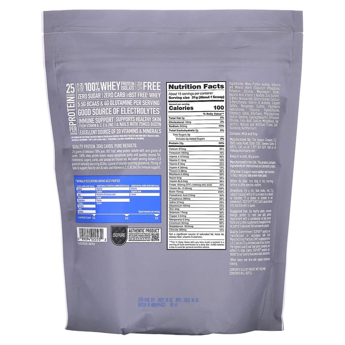 Nul Koolhydraten, Eiwitpoeder, Romige Vanille, 454G(1 pond)