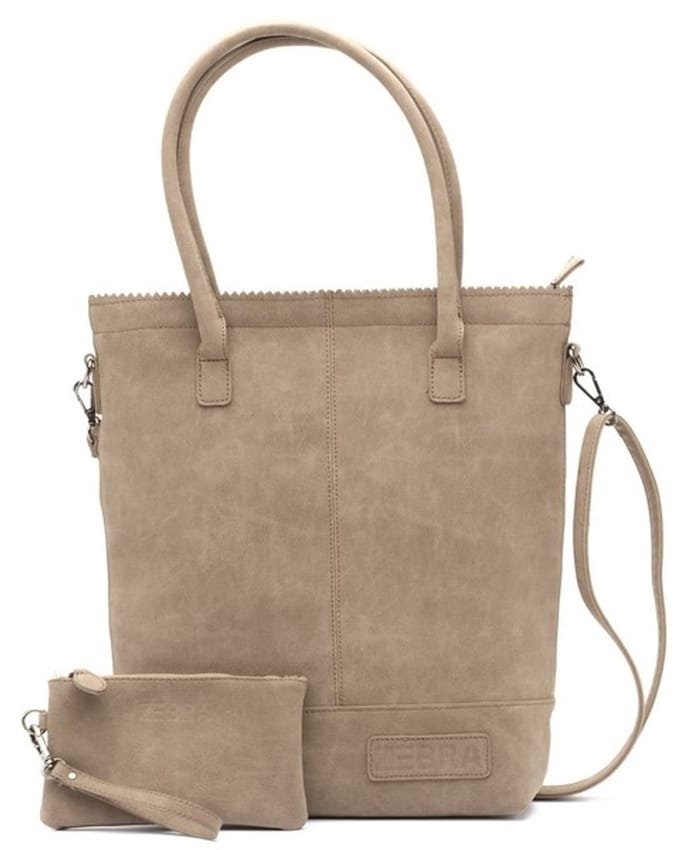 Zebra Kartel met rits Shopper - Taupe