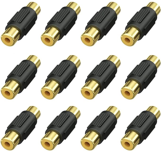 12x RCA Vrouwelijke Koppeling Adapter voor Audio/Video Kabels, Luidsprekers en Versterkers