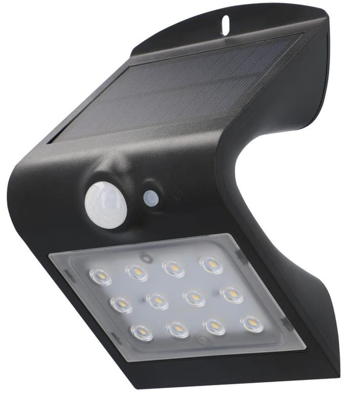 uniTEC Solar-LED-wandlamp met bewegingsmelder, zwart
