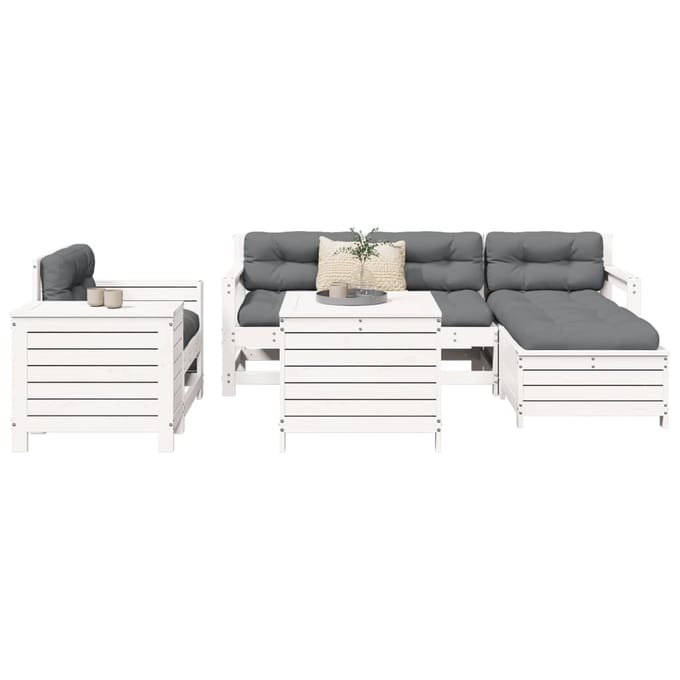 vidaXL - 7-delige - Loungeset - massief - grenenhout - wit