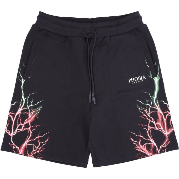 Korte heren trainingsbroek Lightning Shorts Zwart/rood/groen