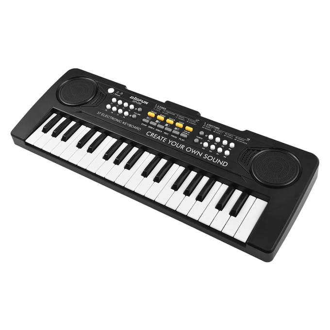 BIGFUN 37-toetsen elektronisch keyboard piano 8 tonen 8 ritmes 11 demo's 4 instrumentgeluidseffecten zwart