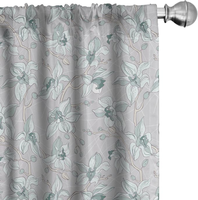 ABAKUHAUS Wiese – 2x75x225 cm – Microvezel – halfdonkerend – Pale Seafoam & Lichtgrijs
