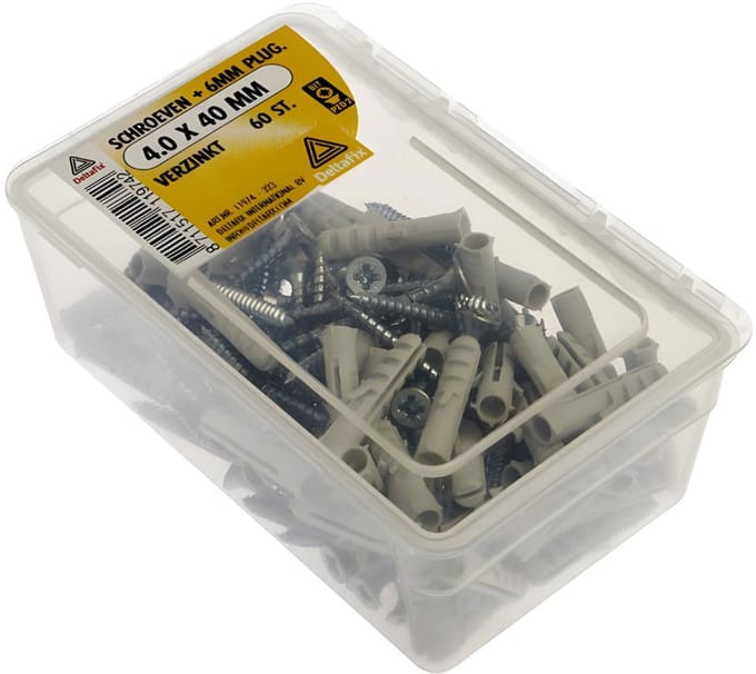Deltafix - Schroef 6mm plug 4.0x40mm verz 60st
