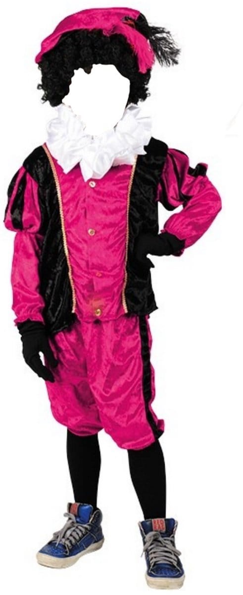 Witbaard Pietenpak Junior Polyester Roze/zwart 3-delig Mt 164