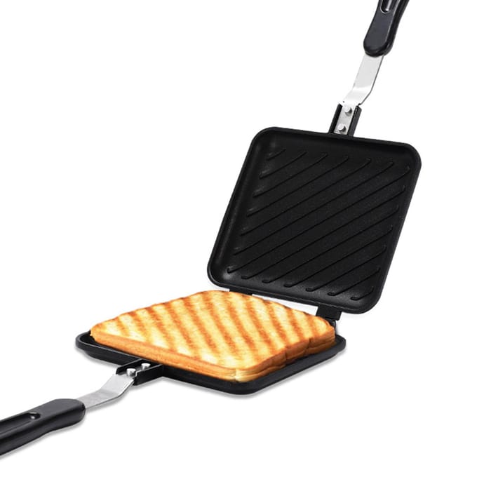 Geroosterde Sandwichmaker Gegrilde Sandwich Panini Maker met antiaanbaklaag en geïsoleerde handgreep Hot Sandwich zwart
