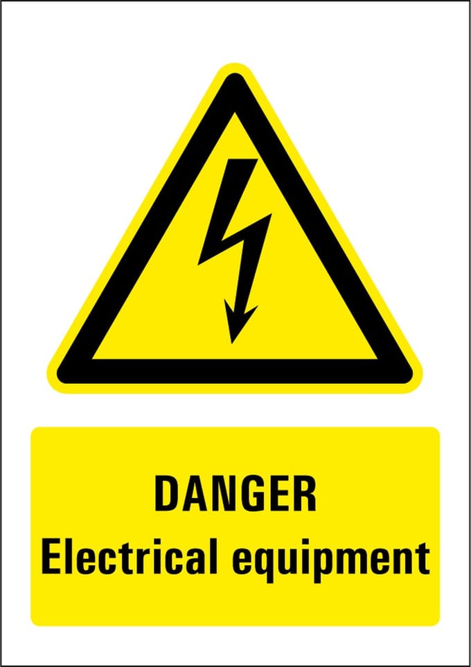 Danger electrical equipment sticker 297 x 420 mm
