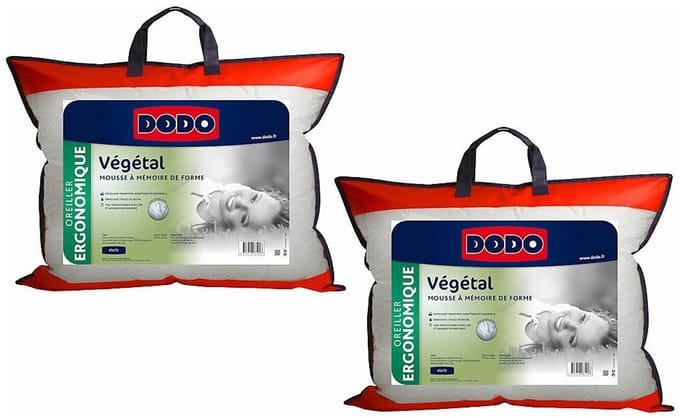 Vente-unique Set van 2 ergonomische hoofdkussens DODO met vormgeheugen - 45 x 70 cm - MEMOSOFT