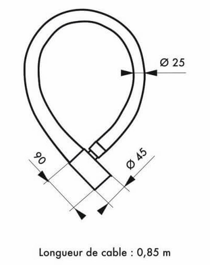 Gepantserd motorslot, met sleutel, STUNT, 25, 85 cm, THIRARD