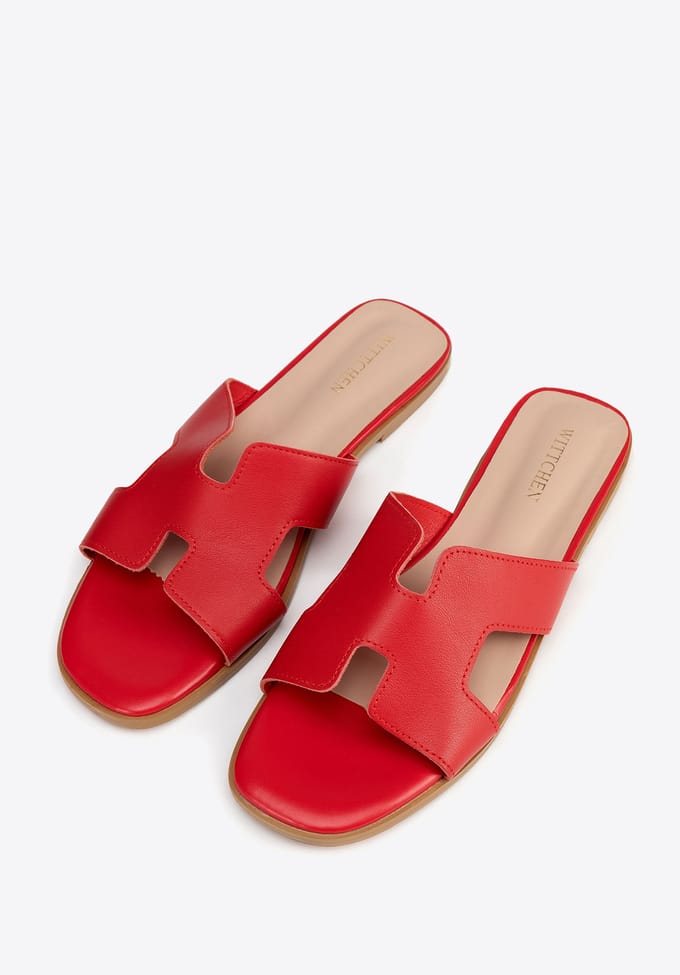 Wittchen Dames Leren H-vormige Sandalen, Rood, Natuurlijk Leer