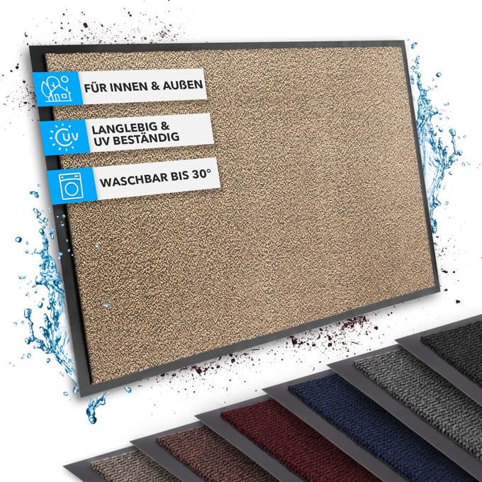 FLOORDIREKT Deurmat SKY - Droogloopmat - Schoonloopmat - voor Binnen en Buiten - Okerzwart - 60 x 180 cm