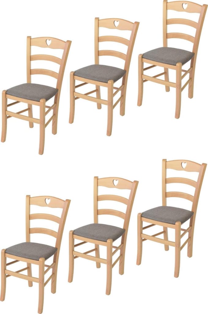 Tommychairs Cuore - Eetkamerstoelen - Set van 6 - Kersenhout - Kunstleer