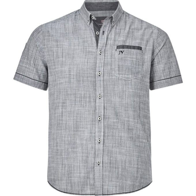 Jan Vanderstorm herren Overhemd Met Korte Mouwen - 51/52 - zwart - Plus Size