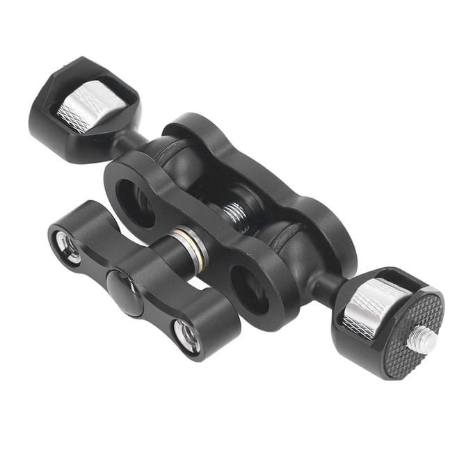 14in 360 Graden Draaibaar Dubbel Kogelhoofd Aluminiumlegering Camera Multifunctionele Dubbel Kogelhoofd Arm black