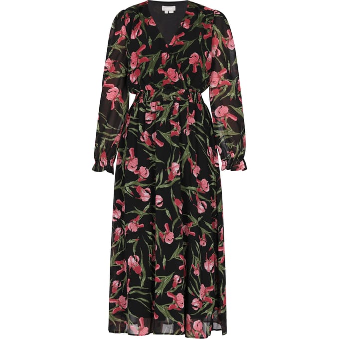 usha Jurk Dames Zwart Veelkleurig