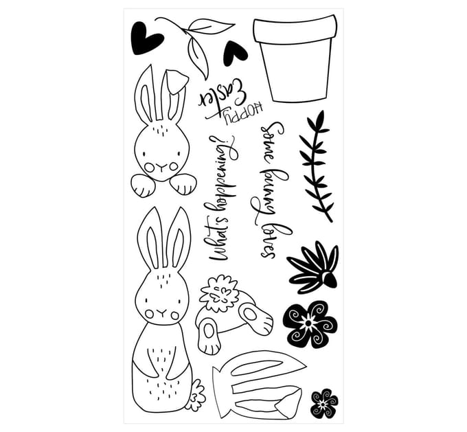 Sizzix Clear Stamps Set by Catherine Pooler "Bunny Bits & Blooms"