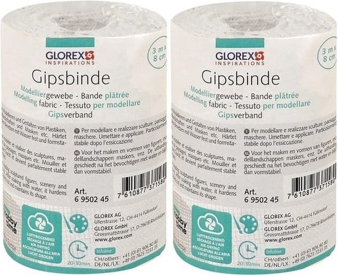 Glorex Keratex gips - 2x - 3 meter x 8 cm - zwangere buik gipsen - hobby gips - huidvriendelijk gips