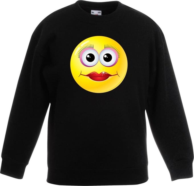 emoticon/ emoticon sweater diva zwart kinderen 110/116